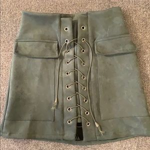 Green velour skirt